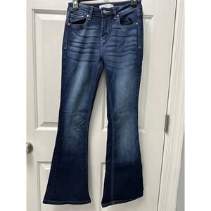 Kancan Women Dark Wash Mid Rise Flare Jeans KC6102DH Size 5/26 Boho